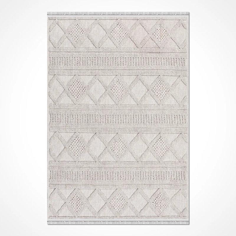 Tapis en polypropylène beige antidérapant Seldon, résistant aux taches et facile à nettoyer, 2,6 pi x 8 pi