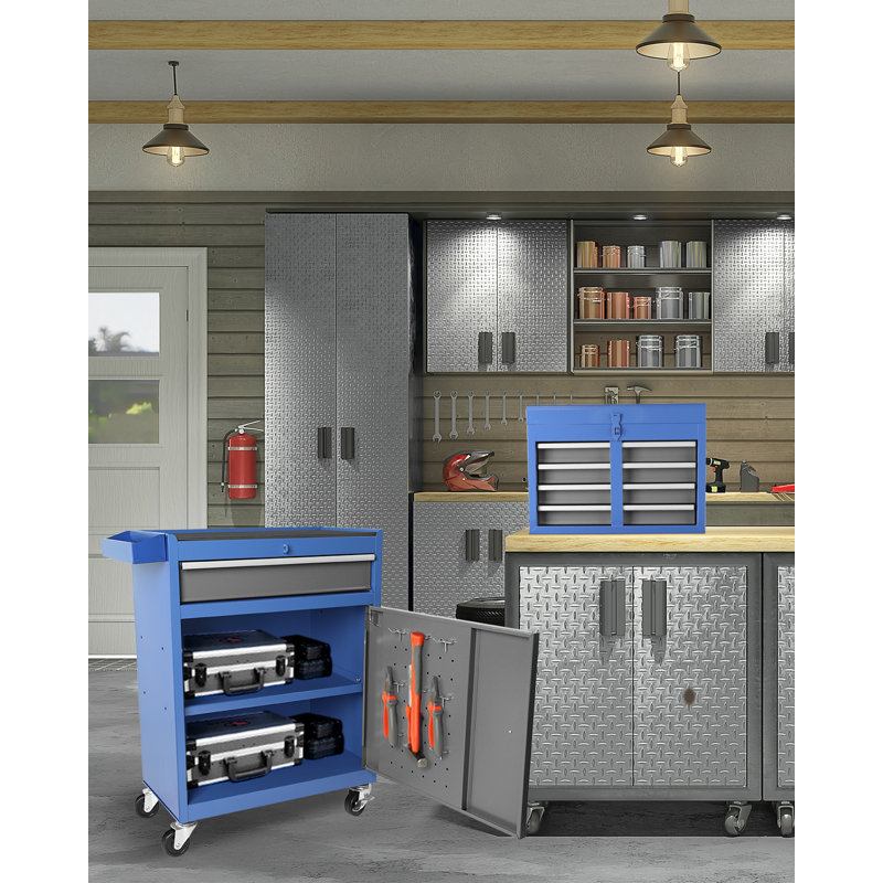 Armoire de rangement à outils 5 tiroirs Blue Grey, Bleu/Gris