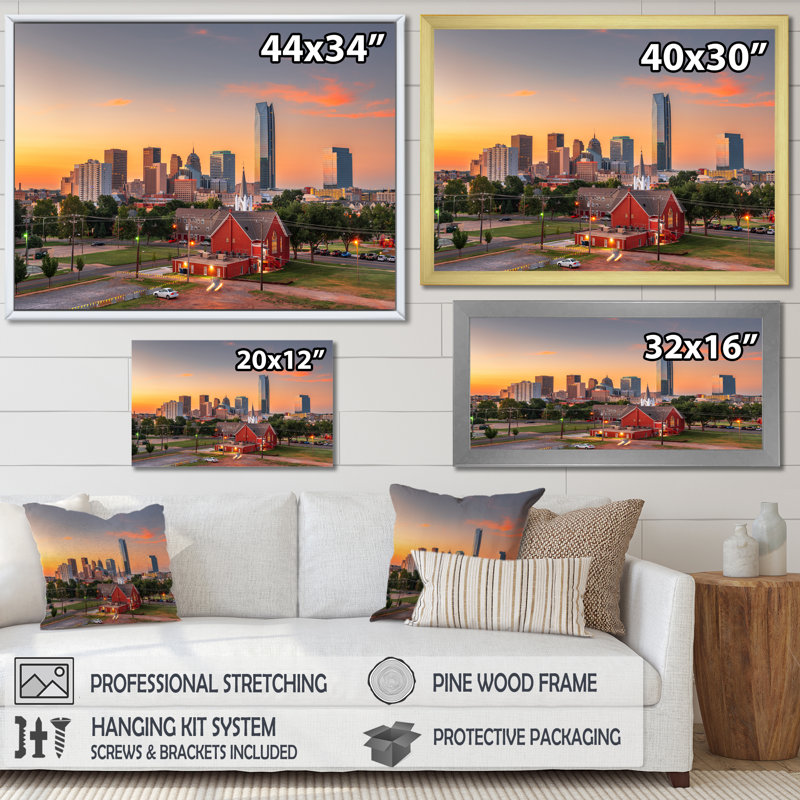 Oklahoma City Sunset - Alabama Canvas Wall Art, 16" H x 32" W x 1" D, Wrapped Canvas