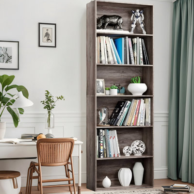 Bibliothèque standard Langner H 70,8 "x l 23,6", bibliothèque ouverte à 6 niveaux et bibliothèque, bibliothèque autoportante avec tablettes de rangement pour chambre à coucher, salon et bureau