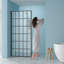 Porte de douche à panneau simple fixe sans cadre 34 x 72 pouces, verre transparent de 5/16 pouce (8 mm), entrée ouverte noire mate | Idée de cadeau