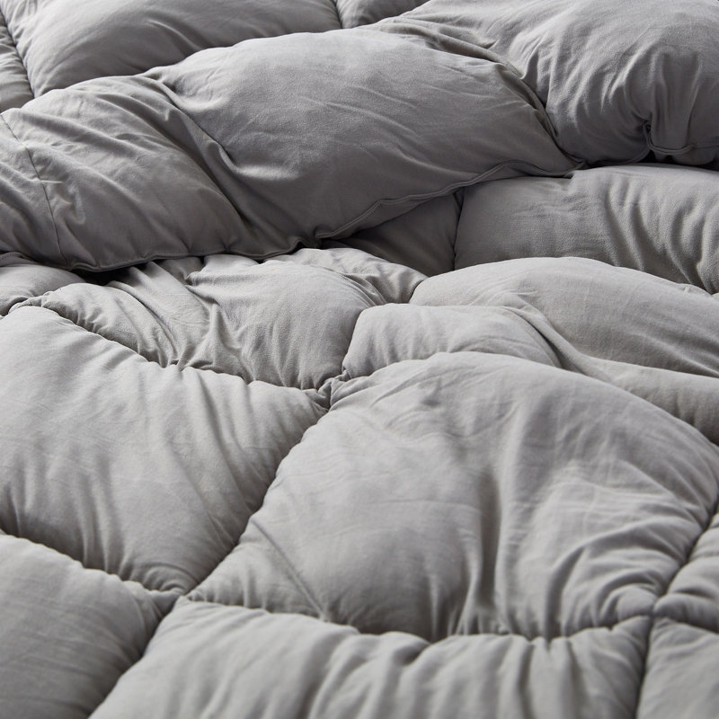 King Gray Microfiber Down Alternative Comforter Set