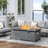 5 Pcs Patio Furniture Set With Fire Pit Table Metal Outdoor Sectional Sofa With 6" Olefin Cushion-15002907