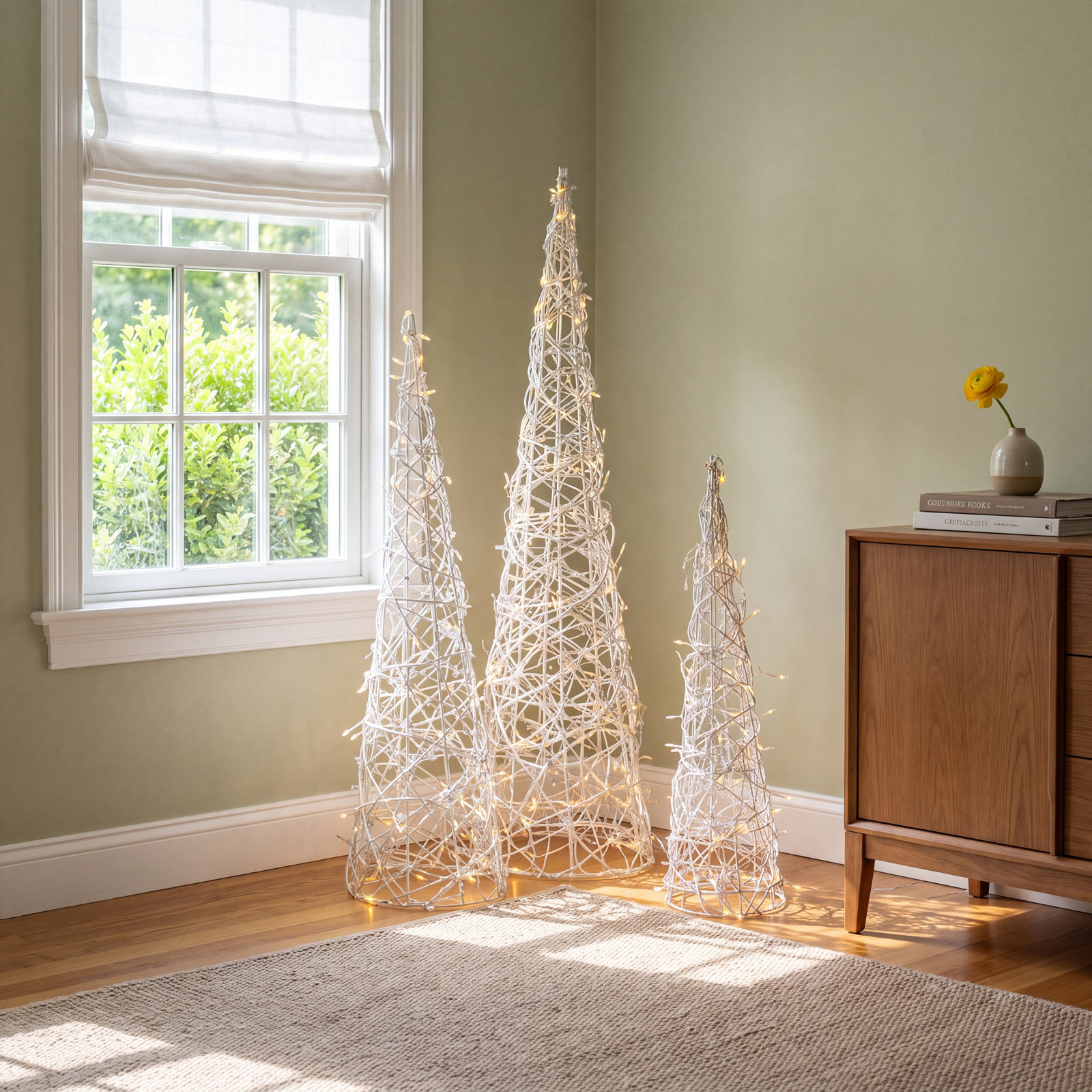 Pre-Lit White LED Vine Tree Set