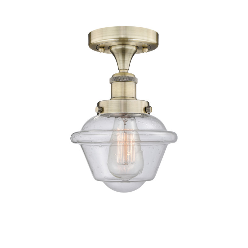 Plafonnier semi-encastré en verre Grourke, Laiton antique