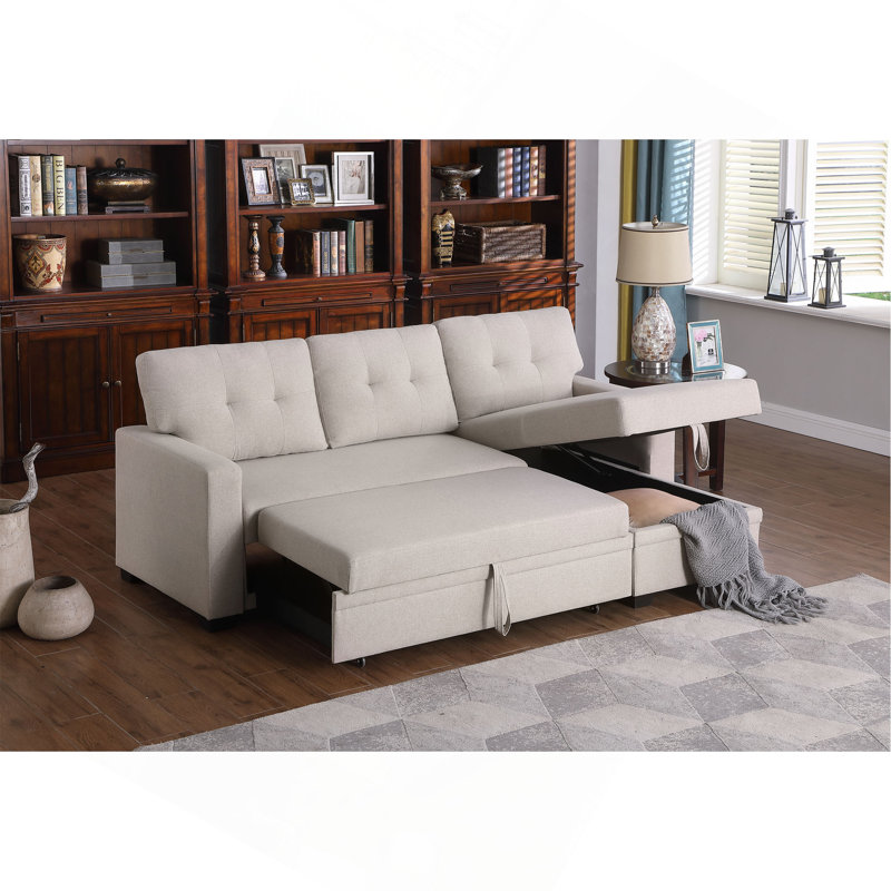 Canapé modulaire rembourré avec méridienne, Beige