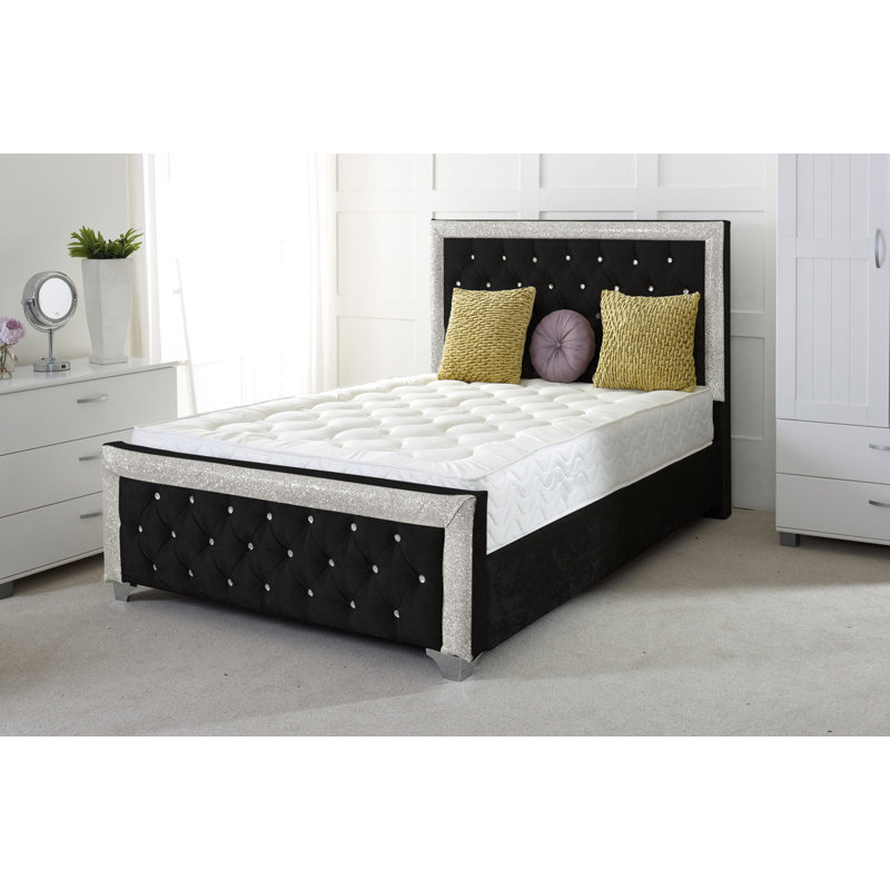 Carley Upholstered Bed, Double (4'6), Black