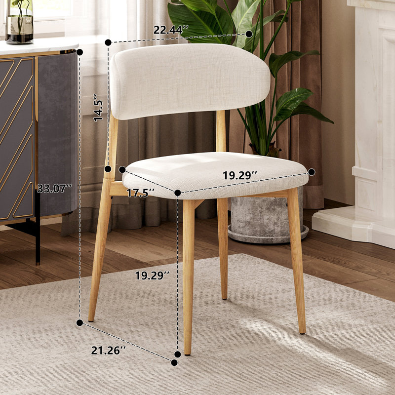 Ensemble de 4 chaises de salle à manger rembourrées en métal Modern, 4, Naturel