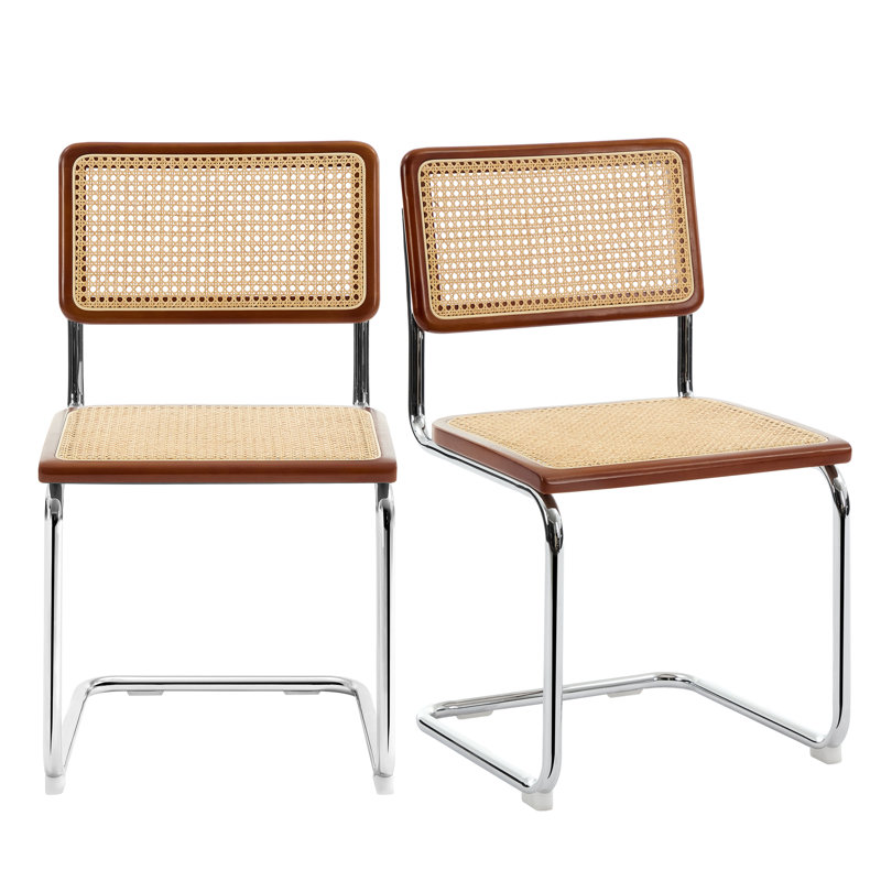 Benett Dining Chair, Natural/Walnut/Chrome, 2
