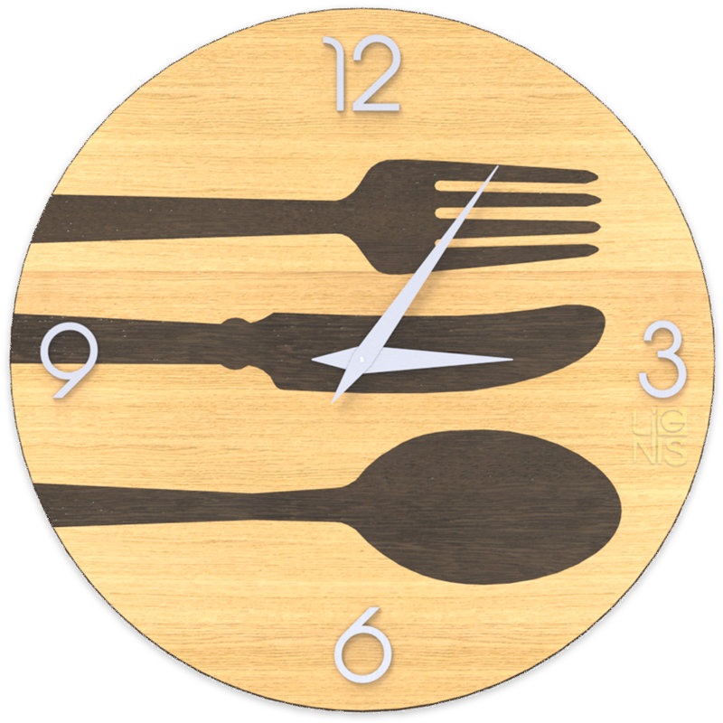 Dolcevita Wall Clock, 50cm H x 50cm W x 3cm D, Oak/Dark Brown