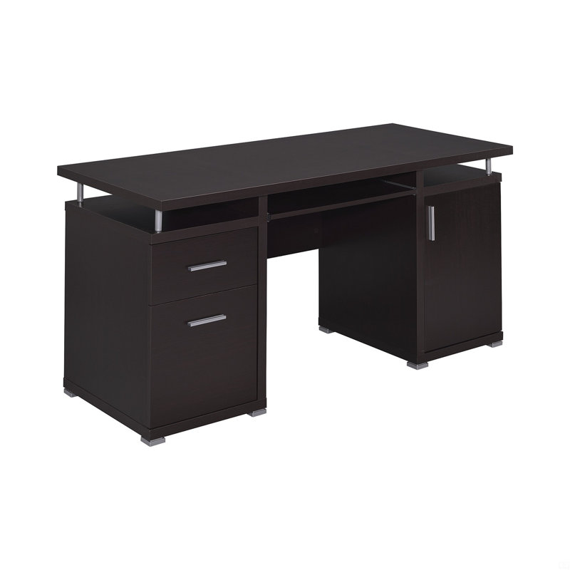 Computer Desk With 2 Drawers And Cabinet, Brown