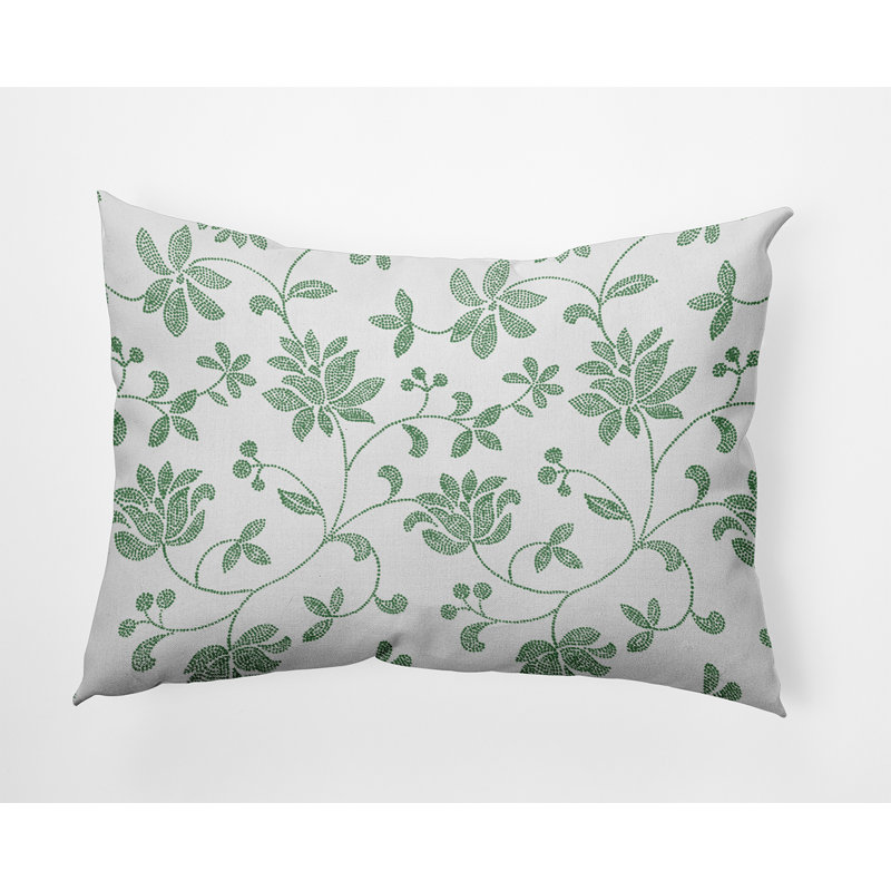 Floral Outdoor Reversible Throw Pillow, Green