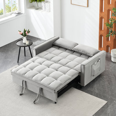 Futon Couch With 2 - Seat Capacity, Reclining Function, Washable Pillowcases, And Fabric In Pink Beige Black Gray Modern Bed Solid Wood Frame, Curved Filled Sponge, Velvet Upholstery