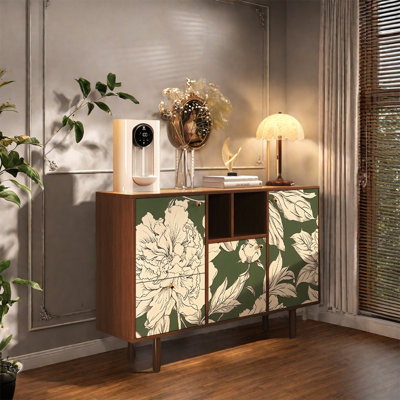 Pine Wood Storage Cabinet with Shelves