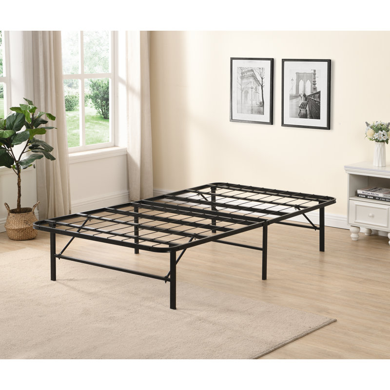 Base de lit plateforme pliante en métal, base de lit portable avec support grillagé, lit d'invité peu encombrant, sommier non requis, simple