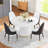 Modern Round Dining Table Set With Upholstered Chairs, Pedestal Base Kitchen Set For 2-4, Space-Saving Breakfast Nook Furniture-436762131-436762128-437119441