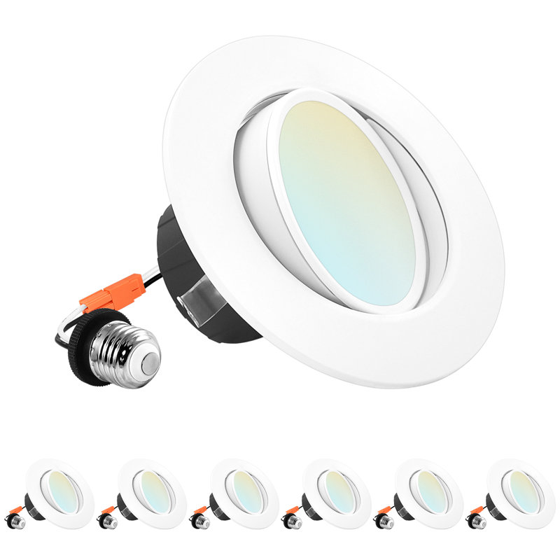 4" Selectable CCT Remodel IC Gimbal LED Retrofit Recessed Lighting Kit