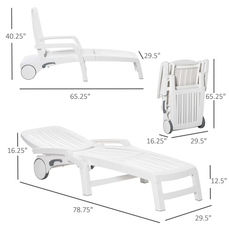 Chaise longue sur roulettes Outsunny