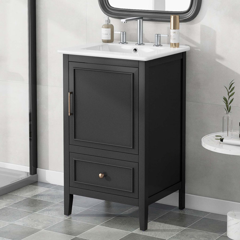 Meuble-lavabo polyvalent avec plusieurs options de rangement et une conception réfléchie, Noir, noir, noir, noir