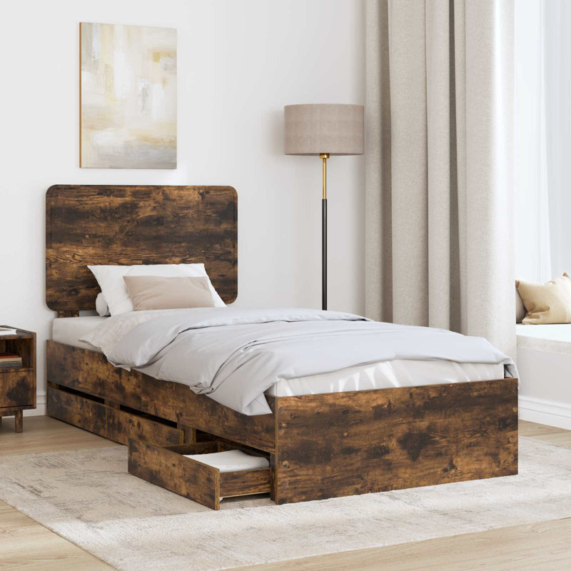 Bed, Smoked Oak, European Single (90 x 200 cm)