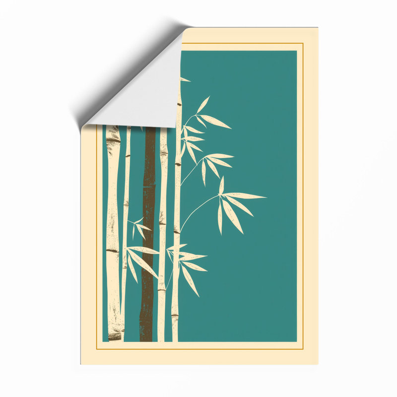 Bamboo in Teal Japandi - Framed Print, Unframed, A4 - 29.7 x 21.0 cm