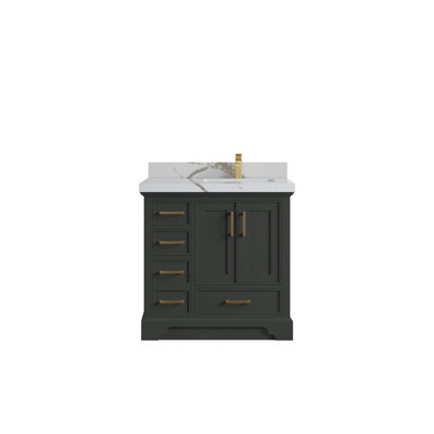 Meuble-lavabo simple 36 po avec comptoir en quartz Jimmi