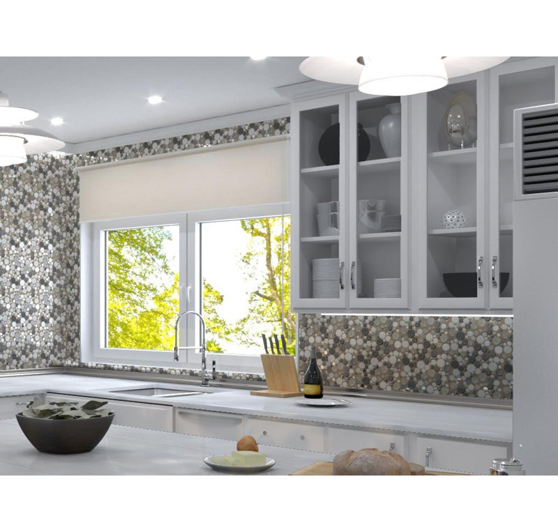 Fizzle Marble and Glass Bubble Mosaic Kitchen Backsplash, Bathroom, Shower, Pool, Wall and Floor Tile, Pop