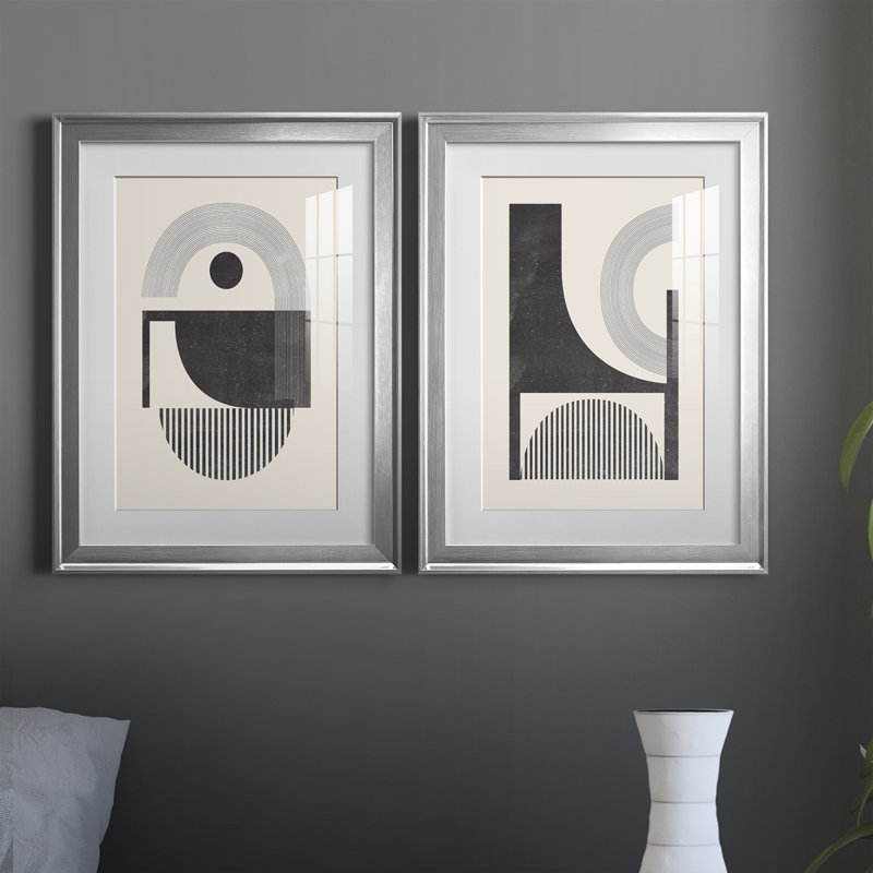 " Unknown Space I " 2 - Pieces, Silver Framed, 42.5" H x 30.5" W x 1.25" D