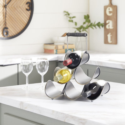 6 Bottle Tabletop Wine Bottle Rack in Black by Novogratz
