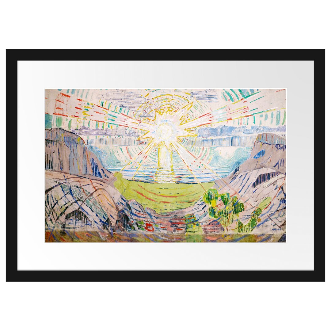 Gerahmter Grafikdruck The Sun von Edvard Munch