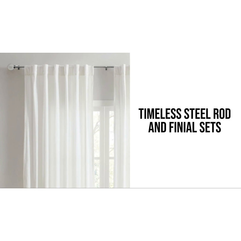 Matte Nickel Adjustable Curtain Rod with Finials, 36-66 Inches