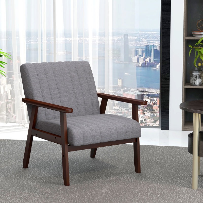 Alle Modern Accent Chair Upholstered Armchair for Bedroom Living Room Grey