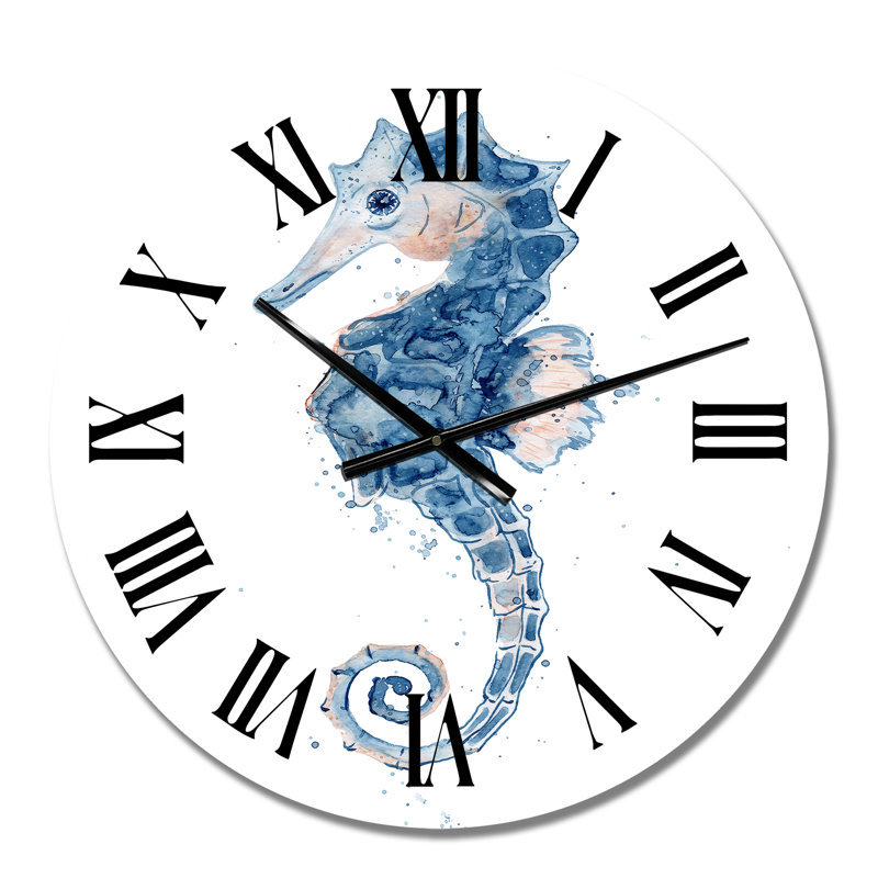 Portrait d'un hippocampe - Horloge murale nautique et côtière, Petit