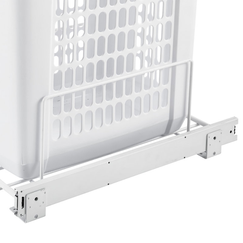 White Polymer Pullout Laundry Hamper with Full Extension Slides