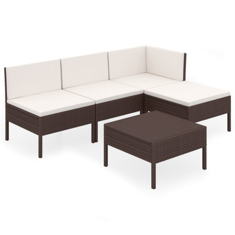 Ensemble de conversation modulaire 5 pièces Tashanika, Blanc, Brun