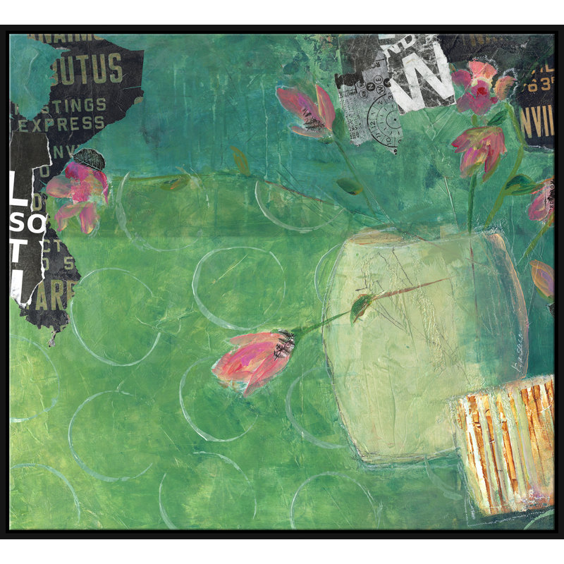 Rosebuds Giclee On Canvas by Jill Krasner, Black Framed