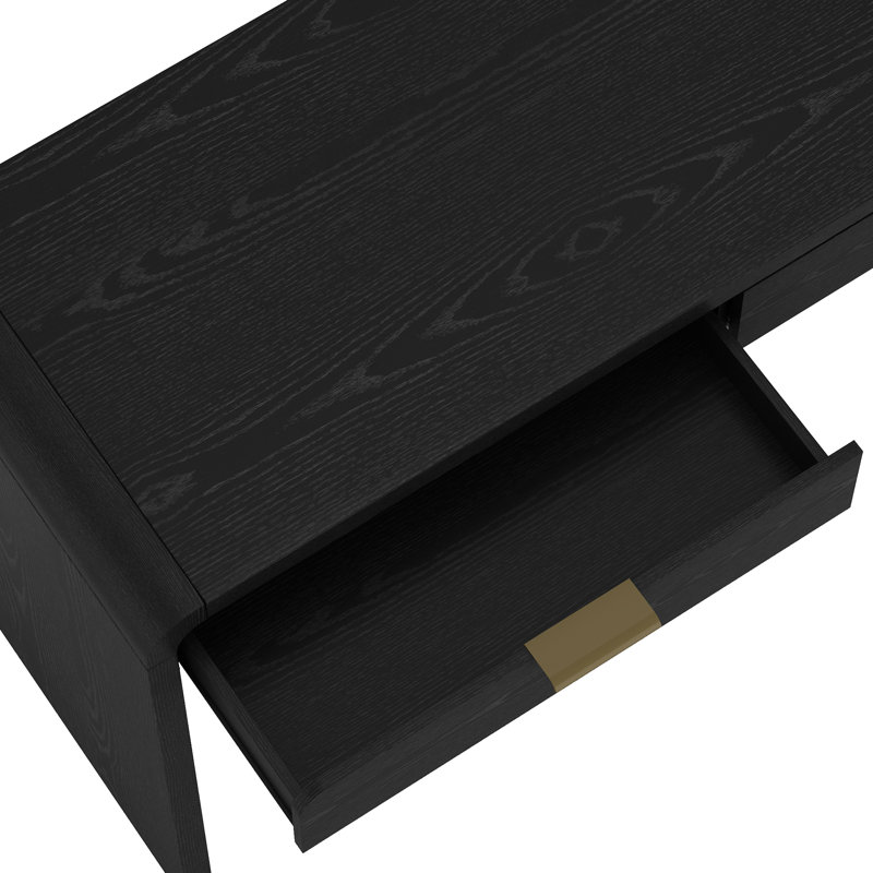 Bureau moderne 54 "avec 2 tiroirs Grace et noir, Noir et or