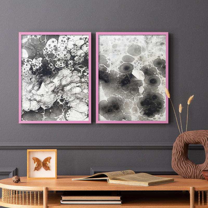 Reproduction encadrée de qualité supérieure Marble IX - prête à être accrochée - aucun clou requis, Rose, H 21 po x l 34 po