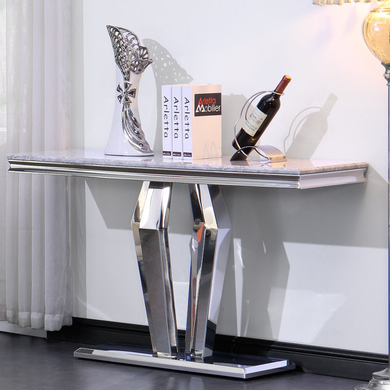Maxence 50'' Console Table, Gray, Silver