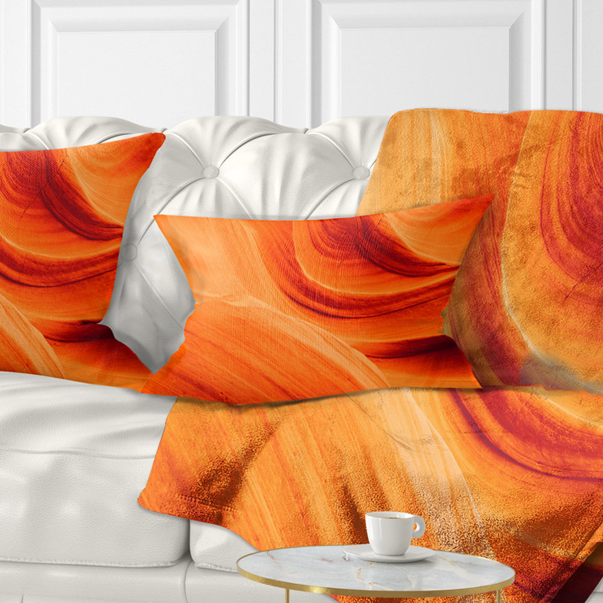 Orange Upper Antelope Canyon - Landscape Printed Throw Pillow Design Art