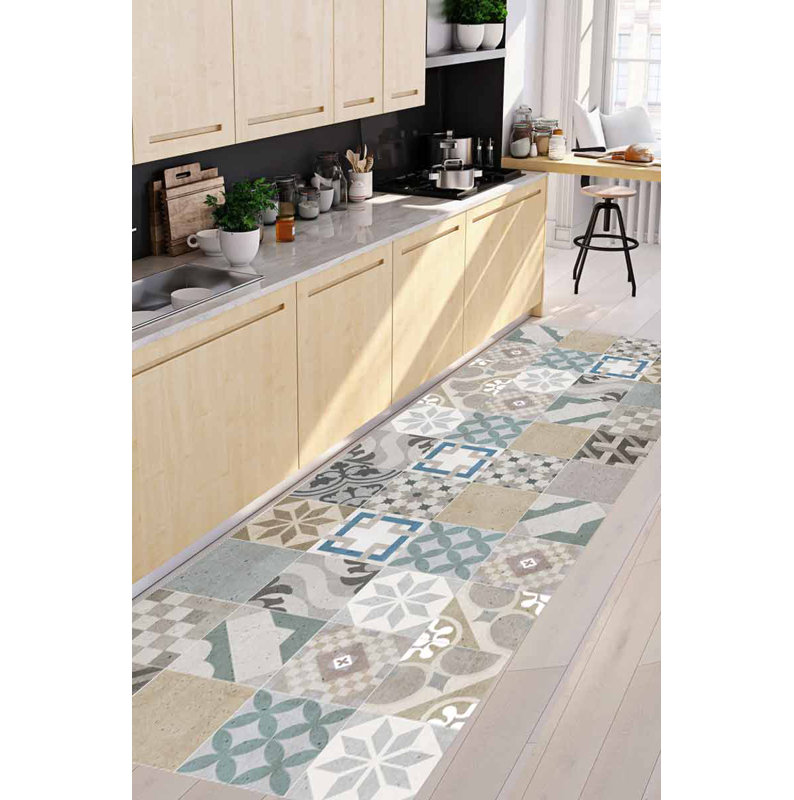 Alibek Vinyl Machine Printed Area Rug, Runner 66 x 180cm