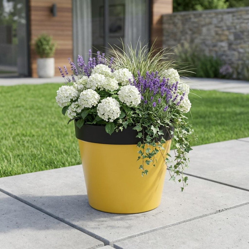 Pot à fleurs rond en plastique recyclé 5 po, H 5,75 po x l 7 po x P 7 po
