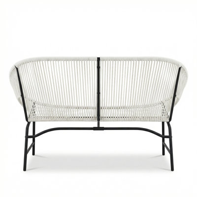 Spacious Patio Sofas, Pe Rattan Iron Modern Loveseat For Patio Home