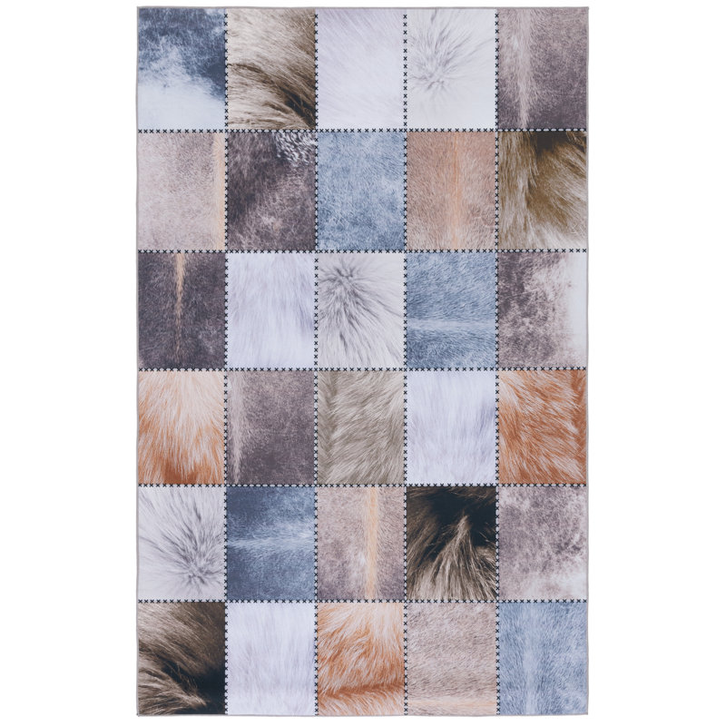 Briceida Animal Print Power Loom Polyester Area Rug in Beige/Brown, Rectangle 3' x 5'