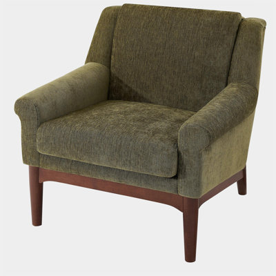 Modern Accent Chair with Flared Arms, Upholstered Lounge Chair, Mid-Century Modern Armchair with Solid Wood Legs, Ergonomic Reading Chair for Living Room, Bedroom