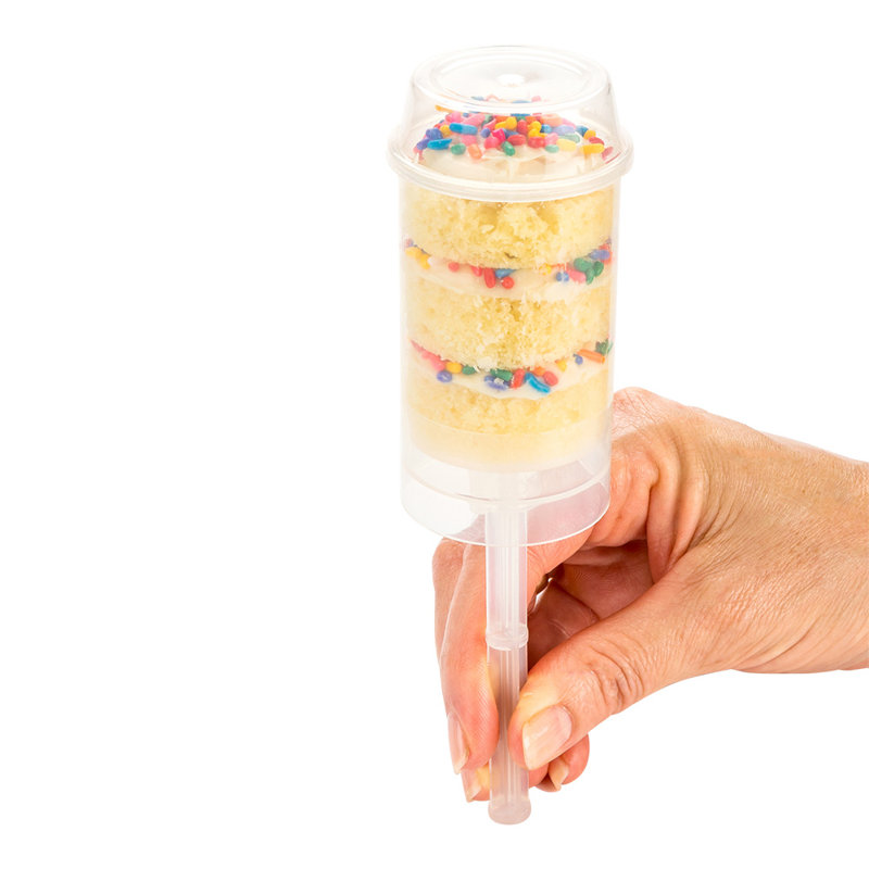Articles de restaurant - 5 onces de boissons gazeuses, 100 contenants à gâteau ronds - Conception, avec couvercles et bâtons, contenants en plastique transparent, pour gâteaux, crème glacée et gelée,