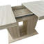 Table de salle à manger rectangulaire extensible, convenant pour 6 à 10 personnes, avec motif de travertin veiné, dimensions 160 à 200 cm, simple et élégante.