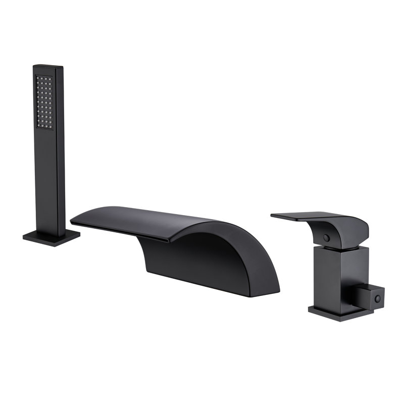 Doux Deck Tub Spout with Diverter, Black