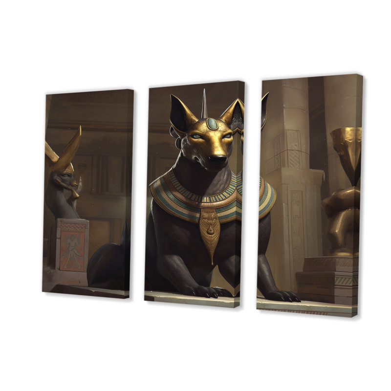 Reproduction d'art sur toile - dieu égyptien Anubis rétro, H 28 po x l 36 po x P 1 po