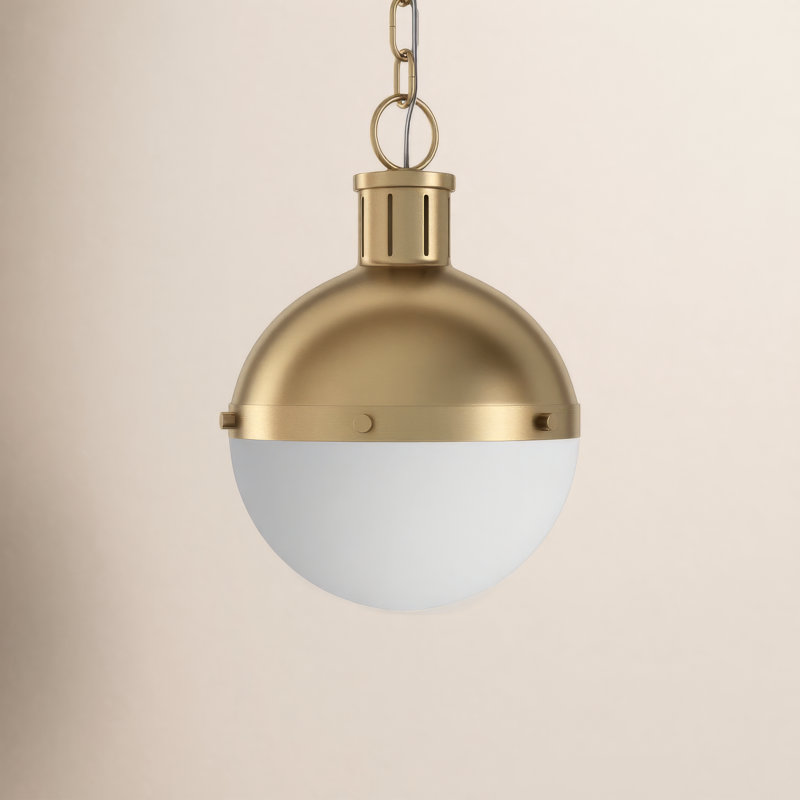 Geoffrey 1-Light Globe Pendant with Steel Fixture, No , Satin Bronze, 11.63" H x 8.13" W x 8.13" D